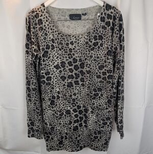 Line Leopard Print Long Sleeve Cashmere Top Size S(Estimated) In EUC
